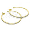 Oro Laminado Stud Earring, Gold Filled Style with White Micro Pave, Polished, Golden Finish, 02.156.0538