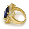 Oro Laminado Multi Stone Ring, Gold Filled Style with Tanzanite and White Cubic Zirconia, Polished, Golden Finish, 01.205.0012.2.07 (Size 7)