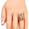 Oro Laminado Multi Stone Ring, Gold Filled Style with White Cubic Zirconia, Polished, Golden Finish, 01.210.0057.08 (Size 8)