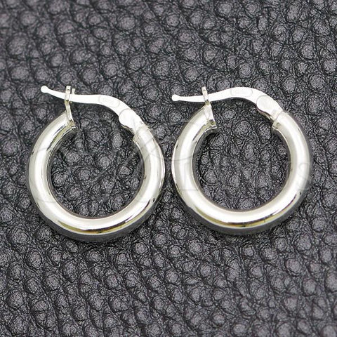 Sterling Silver Small Hoop, Hollow Design, Polished, Silver Finish, 02.389.0185.10