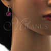 Rhodium Plated Leverback Earring, Flower Design, with Rose Swarovski Crystals, Polished, Rhodium Finish, 02.239.0012.5