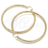 Oro Laminado Extra Large Hoop, Gold Filled Style Hollow Design, Diamond Cutting Finish, Golden Finish, 02.170.0312.90