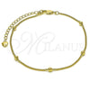 Oro Laminado Basic Anklet, Gold Filled Style Miami Cuban and Ball Design, Polished, Golden Finish, 04.213.0324.09