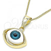 Oro Laminado Pendant Necklace, Gold Filled Style Evil Eye Design, Polished, Golden Finish, 04.351.0027.20