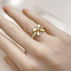 Oro Laminado Multi Stone Ring, Gold Filled Style Bow Design, with White Cubic Zirconia, Polished, Golden Finish, 01.341.0161
