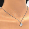 Sterling Silver Pendant Necklace, Butterfly Design, with White Cubic Zirconia, Polished, Rhodium Finish, 04.336.0002.16