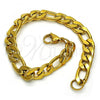 Stainless Steel Basic Bracelet, Figaro Design, Polished, Golden Finish, 03.256.0016.08