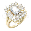 Oro Laminado Multi Stone Ring, Gold Filled Style with White Cubic Zirconia, Polished, Golden Finish, 01.210.0102.07 (Size 7)