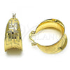 Oro Laminado Small Hoop, Gold Filled Style Greek Key Design, Diamond Cutting Finish, Golden Finish, 5.150.018