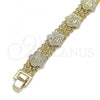 Oro Laminado Fancy Bracelet, Gold Filled Style Flower and Heart Design, Polished, Golden Finish, 03.168.0036.07