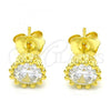 Sterling Silver Stud Earring, with White Cubic Zirconia, Polished, Golden Finish, 02.286.0028.2