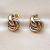 Oro Laminado Stud Earring, Gold Filled Style Love Knot Design, Polished, Tricolor, 02.170.0506