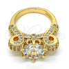 Oro Laminado Multi Stone Ring, Gold Filled Style with White Cubic Zirconia, Polished, Golden Finish, 01.284.0016.07 (Size 7)