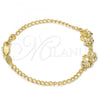 Oro Laminado Fancy Bracelet, Gold Filled Style with White Crystal, Polished, Golden Finish, 03.168.0006.07