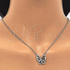 Sterling Silver Pendant Necklace, Butterfly Design, with White Cubic Zirconia, Polished, Rhodium Finish, 04.336.0044.16