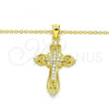 Sterling Silver Pendant Necklace, Cross Design, with White Cubic Zirconia, Polished, Golden Finish, 04.336.0116.2.16