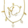Oro Laminado Necklace and Bracelet, Gold Filled Style Hand of God Design, Polished, Golden Finish, 06.63.0204