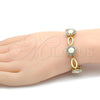 Oro Laminado Fancy Bracelet, Gold Filled Style Flower Design, with White Crystal and  Opal, Polished, Golden Finish, 03.59.0055.08