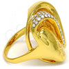 Oro Laminado Multi Stone Ring, Gold Filled Style with White Crystal, Polished, Golden Finish, 01.241.0027.07 (Size 7)