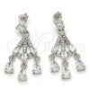 Rhodium Plated Long Earring, Teardrop Design, with White Cubic Zirconia, Polished, Rhodium Finish, 02.206.0054.2