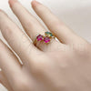Oro Laminado Elegant Ring, Gold Filled Style Cherry Design, with Ruby and Green Cubic Zirconia, Polished, Golden Finish, 01.421.0003