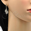 Oro Laminado Dangle Earring, Gold Filled Style with White Cubic Zirconia, Polished, Golden Finish, 02.210.0001