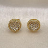 Oro Laminado Stud Earring, Gold Filled Style with White Micro Pave, Polished, Golden Finish, 02.283.0059