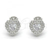 Sterling Silver Stud Earring, Heart Design, with White Cubic Zirconia, Polished, Rhodium Finish, 02.285.0092