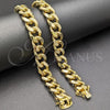 Oro Laminado Basic Bracelet, Gold Filled Style Miami Cuban Design, Polished, Golden Finish, 03.419.0017.09