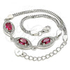 Sterling Silver Fancy Bracelet, with Ruby Cubic Zirconia and White Micro Pave, Polished, Rhodium Finish, 03.286.0016.3.07