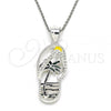 Sterling Silver Fancy Pendant, Shoes and Palm Tree Design, Multicolor Enamel Finish,, 05.398.0024