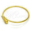 Oro Laminado Individual Bangle, Gold Filled Style Heart Design, with White Cubic Zirconia, Polished, Golden Finish, 07.233.0006 (03 MM Thickness, One size fits all)