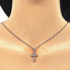 Sterling Silver Pendant Necklace, Cross Design, with White Cubic Zirconia, Polished, Rose Gold Finish, 04.336.0120.1.16