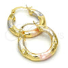 Oro Laminado Small Hoop, Gold Filled Style Hollow Design, Diamond Cutting Finish, Tricolor, 02.170.0168.25