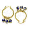 Oro Laminado Small Hoop, Gold Filled Style Evil Eye Design, Blue Resin Finish, Golden Finish, 02.63.2749.1.25