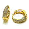 Oro Laminado Huggie Hoop, Gold Filled Style with White Micro Pave, Polished, Golden Finish, 02.283.0249.22