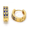 Oro Laminado Huggie Hoop, Gold Filled Style with Tanzanite and White Crystal, Polished, Golden Finish, 02.165.0137.4.15