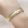 Oro Laminado Individual Bangle, Gold Filled Style Greek Key Design, Diamond Cutting Finish, Golden Finish, 07.170.0052