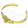 Oro Laminado Individual Bangle, Gold Filled Style Heart Design, Diamond Cutting Finish, Golden Finish, 07.253.0022