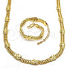 Oro Laminado Necklace and Bracelet, Gold Filled Style Elephant Design, with White Crystal, Polished, Golden Finish, 06.185.0009