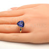 Oro Laminado Multi Stone Ring, Gold Filled Style with Tanzanite Swarovski Crystals, Polished, Golden Finish, 01.239.0005.7 (One size fits all)