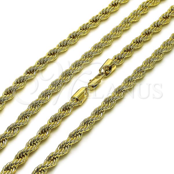 Oro Laminado Basic Necklace, Gold Filled Style Rope Design, Polished, Golden Finish, 04.213.0206.22