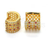 Oro Laminado Huggie Hoop, Gold Filled Style with Ruby and White Cubic Zirconia, Polished, Golden Finish, 02.267.0070.15