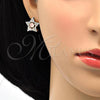 Oro Laminado Stud Earring, Gold Filled Style Star Design, with Pink and White Cubic Zirconia, Polished, Golden Finish, 02.217.0082.6 *PROMO*