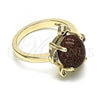 Oro Laminado Multi Stone Ring, Gold Filled Style Turtle Design, with Brown  and White Micro Pave, Polished, Golden Finish, 01.284.0066.07