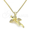 Oro Laminado Pendant Necklace, Gold Filled Style Angel Design, with White Micro Pave and White Cubic Zirconia, Polished, Golden Finish, 04.156.0440.20