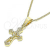 Oro Laminado Pendant Necklace, Gold Filled Style Crucifix Design, Polished, Golden Finish, 04.242.0102.20