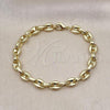 Oro Laminado Fancy Bracelet, Gold Filled Style Puff Mariner Design, Polished, Golden Finish, 03.213.0262.08