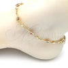 Oro Laminado Fancy Anklet, Gold Filled Style key and Heart Design, Red Enamel Finish, Golden Finish, 03.213.0145.1.10