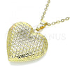 Oro Laminado Locket Pendant, Gold Filled Style Heart Design, Polished, Golden Finish, 05.117.0025